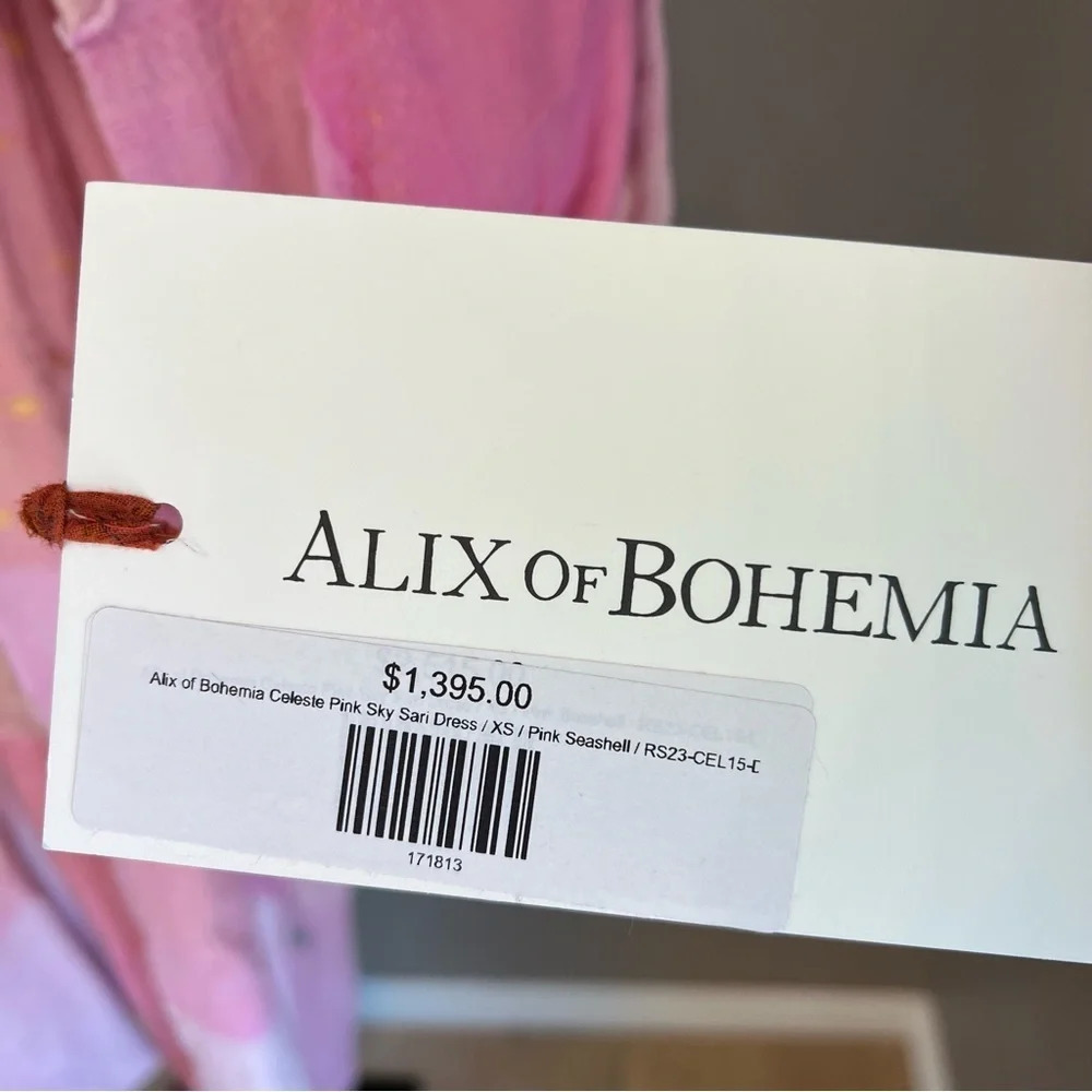 Alix of Bohemia Celeste Sky Sari Dress Pink Seashell XS NWT Boho Hippie Handmade - Picture 10 of 14